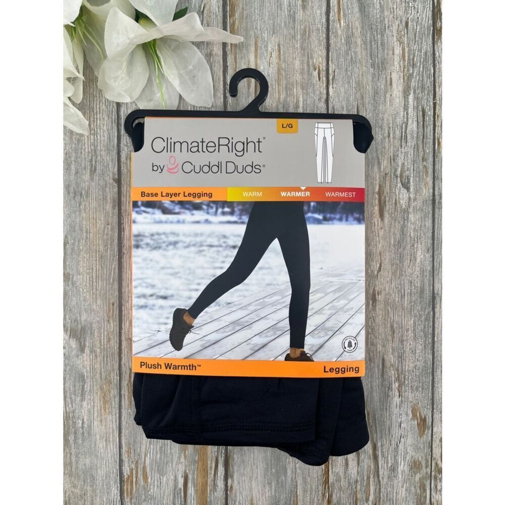 Women's Plush Warmth Base Layer Leggings Pants Black Size L